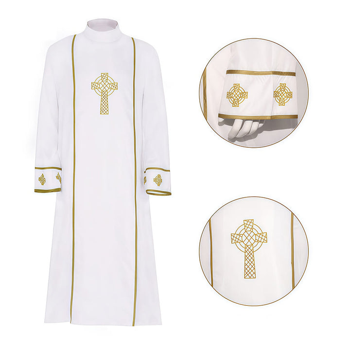 Christianartworkshop - Robe de clergé en soutane blanche multi-styles : Idéale pour le culte et les rituels religieux - image 2