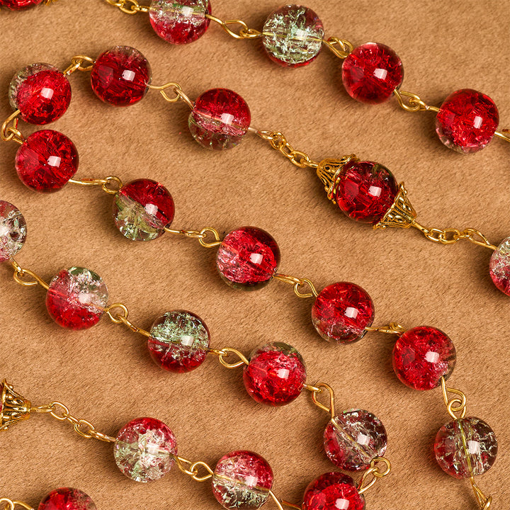 Christianartworkshop FOI PRIÉE : Chapelet de Noël à perles rouges avec crucifix doré et médaille de la Vierge - image 9