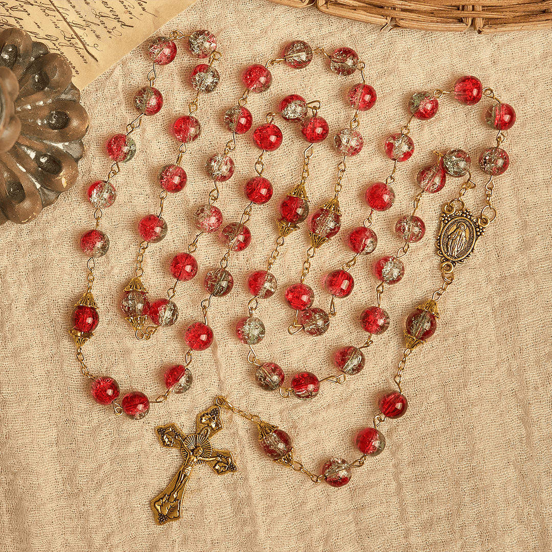 Christianartworkshop Cadeau de Thanksgiving : Chapelet à perles rouges | Avec des perles rouges de ferveur, nous honorons la grâce de Dieu - image 6