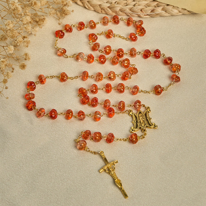 Christianartworkshop FOI PRIÉE : Chapelet de perles de citrouille sacrée avec médaille miraculeuse et croix - image 6