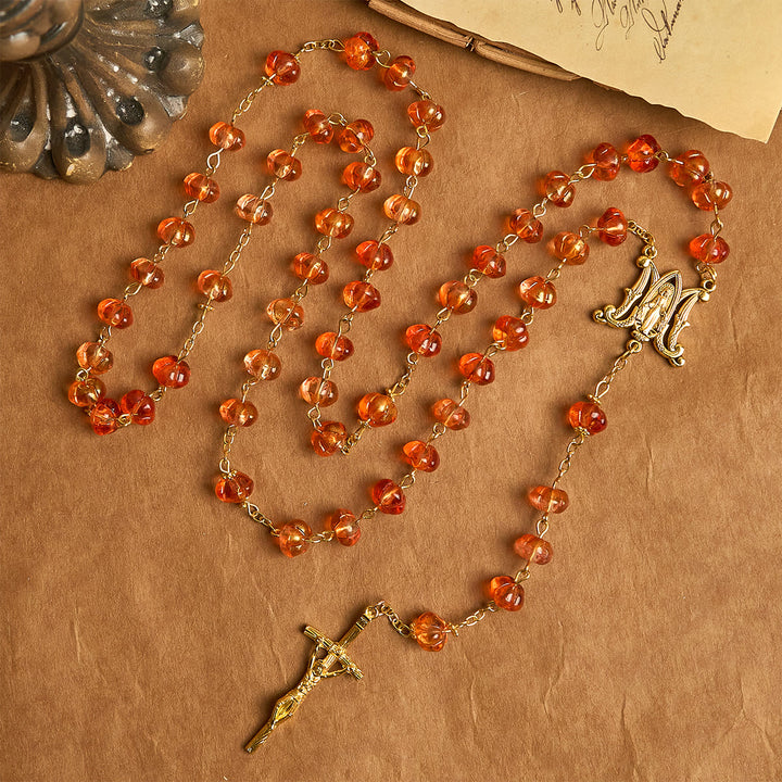 Christianartworkshop FOI PRIÉE : Chapelet de perles de citrouille sacrée avec médaille miraculeuse et croix - image 4