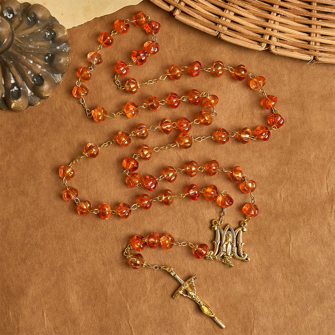 Christianartworkshop FOI PRIÉE : Chapelet de perles de citrouille sacrée avec médaille miraculeuse et croix - image 5
