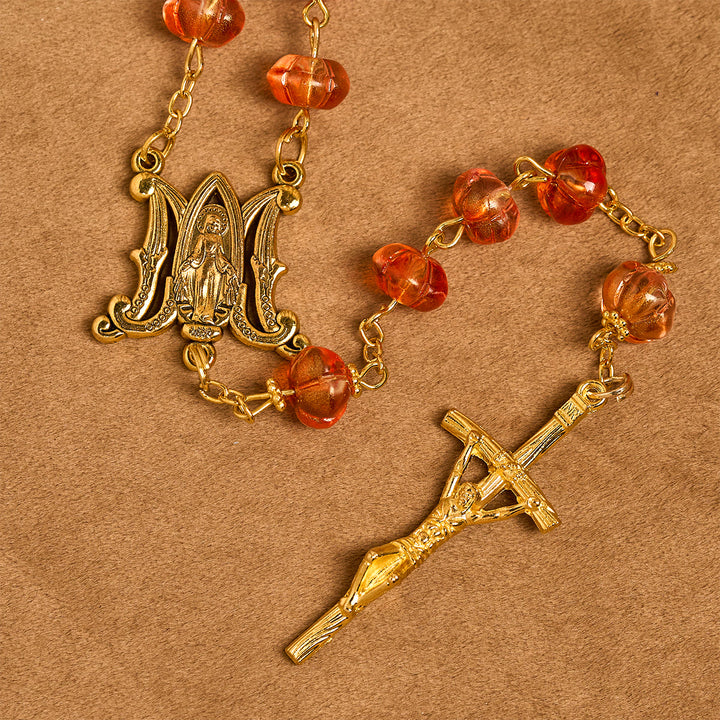 Christianartworkshop FOI PRIÉE : Chapelet de perles de citrouille sacrée avec médaille miraculeuse et croix - image 10