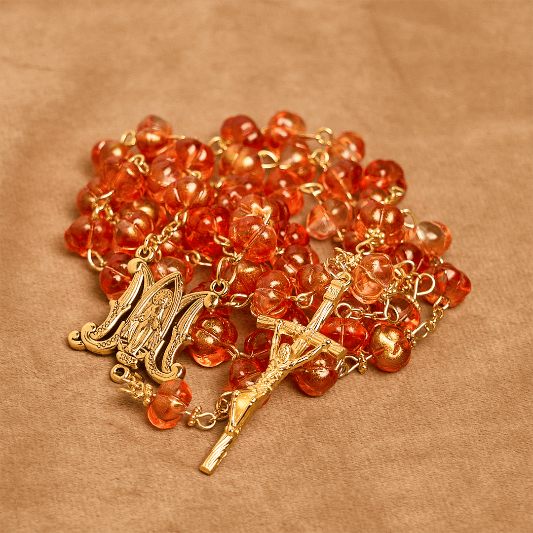 Christianartworkshop FOI PRIÉE : Chapelet de perles de citrouille sacrée avec médaille miraculeuse et croix - image 9