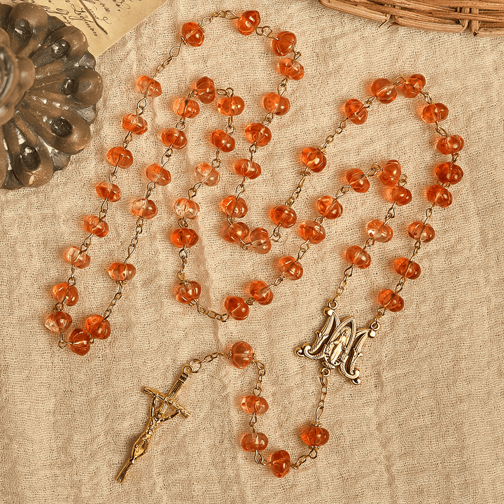 Christianartworkshop FOI PRIÉE : Chapelet de perles de citrouille sacrée avec médaille miraculeuse et croix - image 7