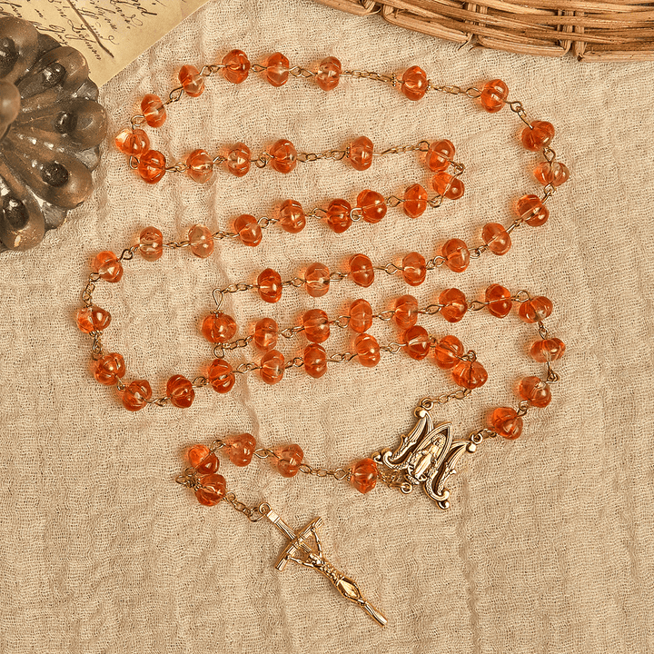 Christianartworkshop FOI PRIÉE : Chapelet de perles de citrouille sacrée avec médaille miraculeuse et croix - image 8