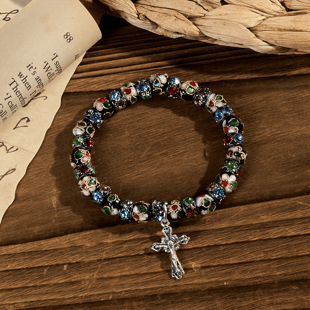 Bracelet « Foi intemporelle » en perles cloisonnées artisanales de Christianartworkshop : un témoignage de la présence du Christ - image 4
