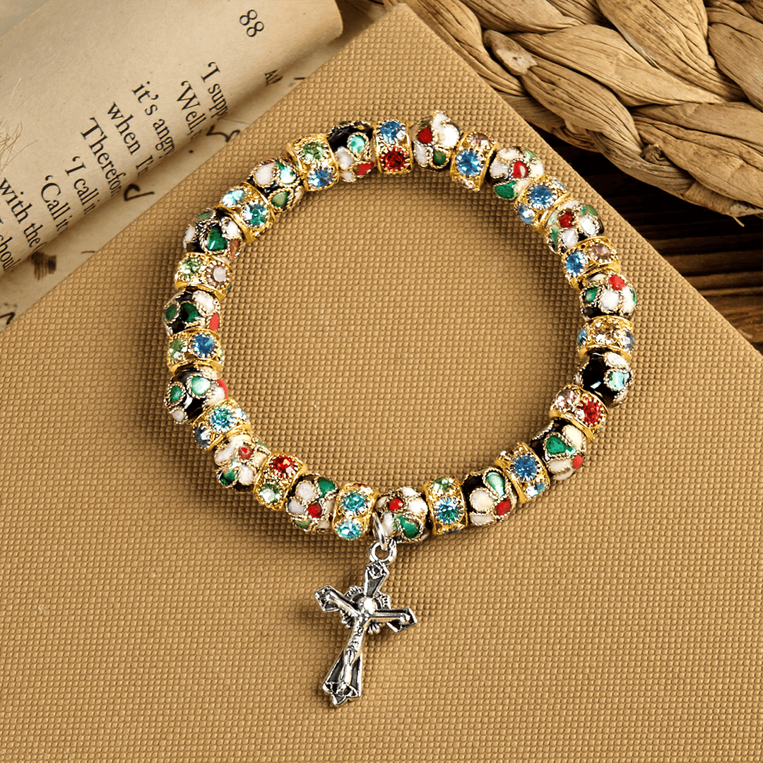 Bracelet « Foi intemporelle » en perles cloisonnées artisanales de Christianartworkshop : un témoignage de la présence du Christ - image 8