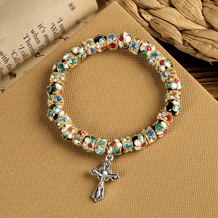 Bracelet « Foi intemporelle » en perles cloisonnées artisanales de Christianartworkshop : un témoignage de la présence du Christ - image 8