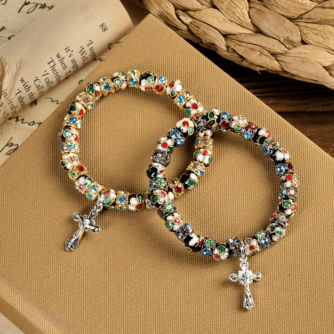 Bracelet « Foi intemporelle » en perles cloisonnées artisanales de Christianartworkshop : un témoignage de la présence du Christ - image 6