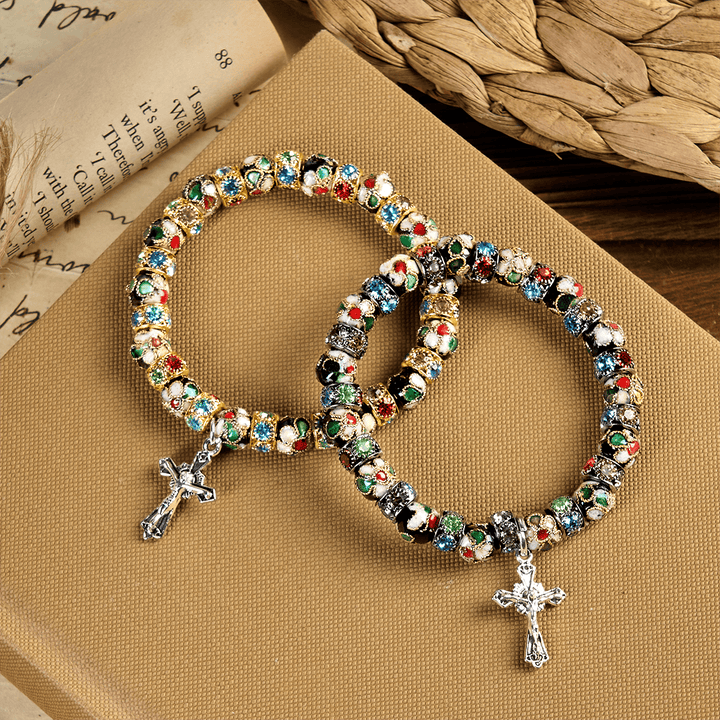 Bracelet « Foi intemporelle » en perles cloisonnées artisanales de Christianartworkshop : un témoignage de la présence du Christ - image 6