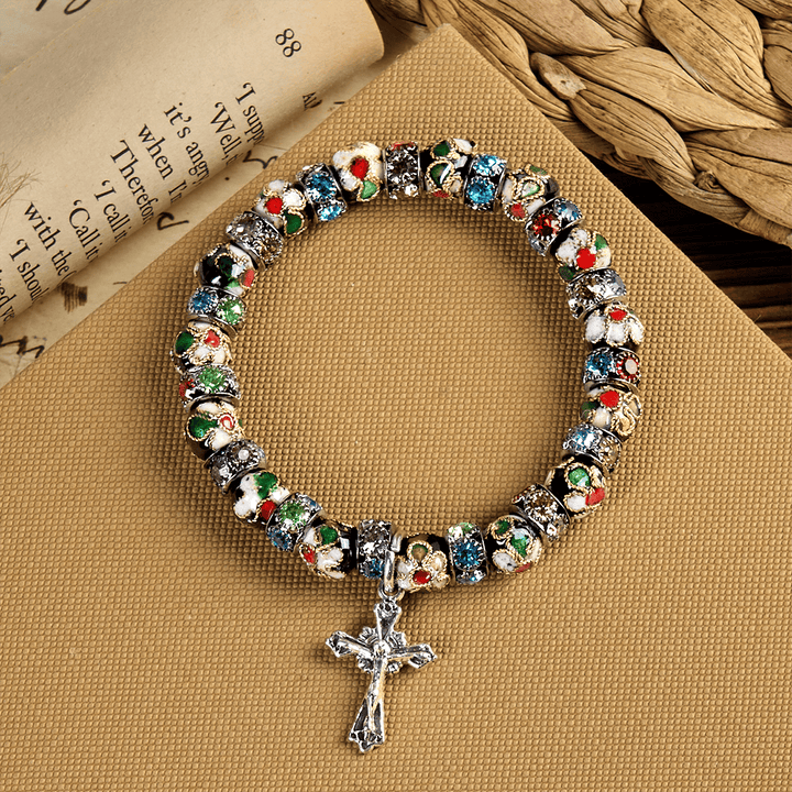 Bracelet « Foi intemporelle » en perles cloisonnées artisanales de Christianartworkshop : un témoignage de la présence du Christ - image 7