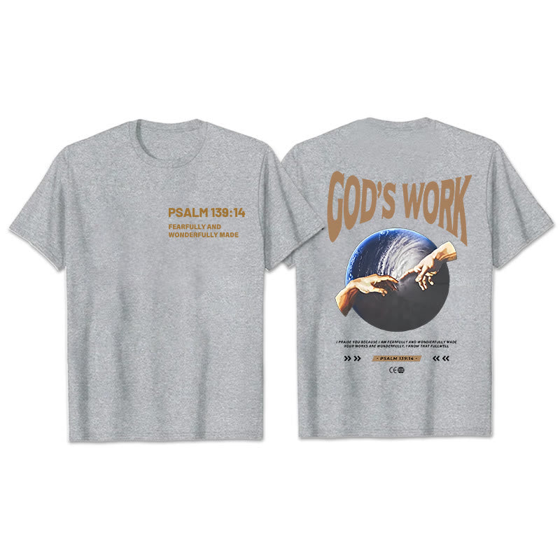 Atelier d'art chrétien. L'œuvre de Dieu. Psaume 139:14. T-shirt unisexe en coton. - Gris - 2XL - image 2