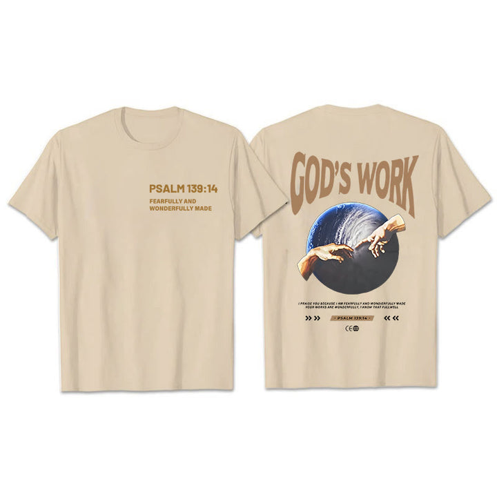 Atelier d'art chrétien. L'œuvre de Dieu. Psaume 139:14. T-shirt unisexe en coton. - Abricot - 2XL - image 3
