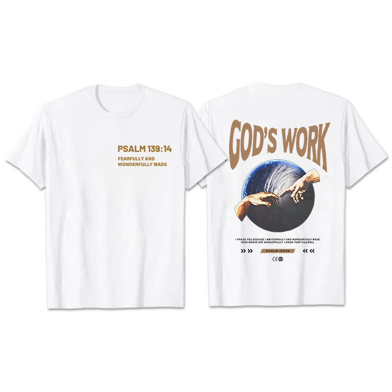 Atelier d'art chrétien. L'œuvre de Dieu. Psaume 139:14. T-shirt unisexe en coton. - Blanc - 2XL - image 1