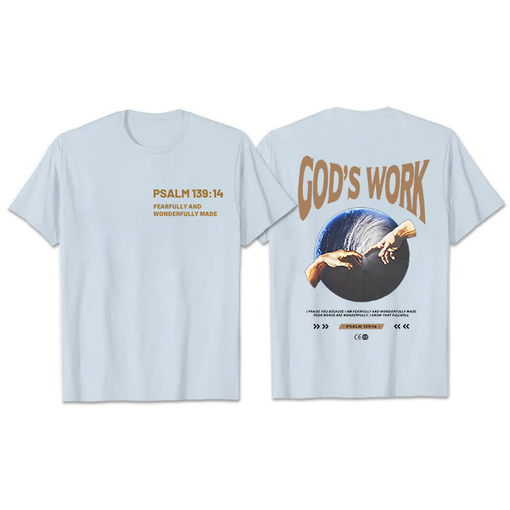 Atelier d'art chrétien. L'œuvre de Dieu. Psaume 139:14. T-shirt unisexe en coton. - Bleu - 2XL - image 6