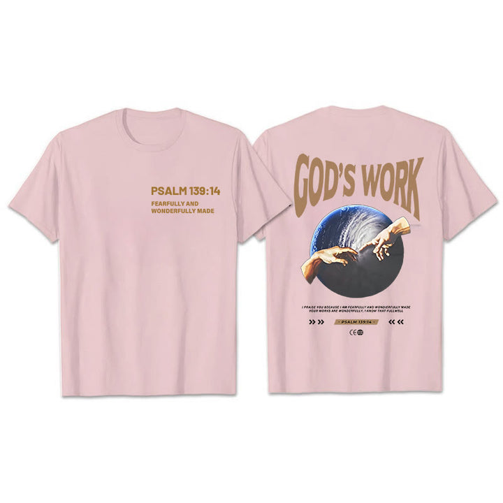 Atelier d'art chrétien. L'œuvre de Dieu. Psaume 139:14. T-shirt unisexe en coton. - Rose - 2XL - image 4