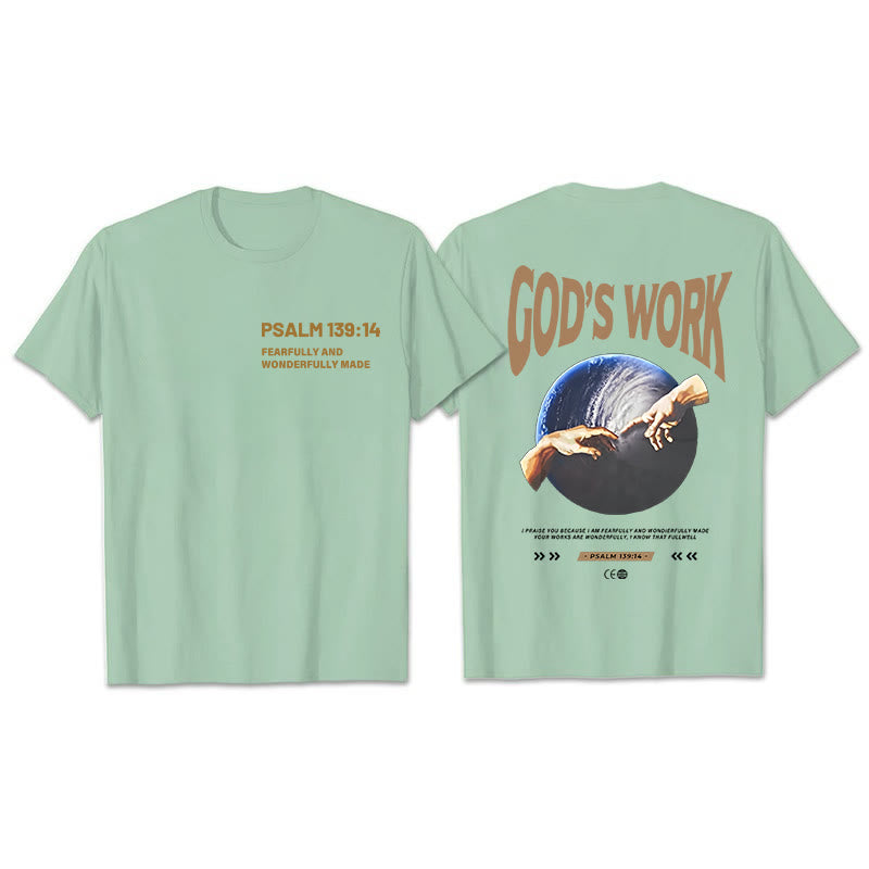 Atelier d'art chrétien. L'œuvre de Dieu. Psaume 139:14. T-shirt unisexe en coton. - Vert - 2XL - image 7