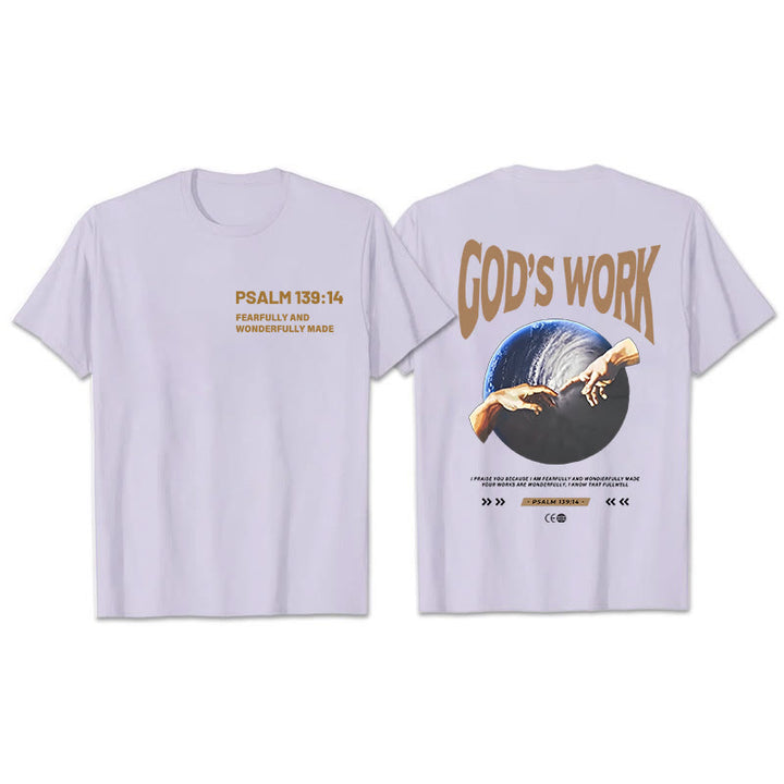 Atelier d'art chrétien. L'œuvre de Dieu. Psaume 139:14. T-shirt unisexe en coton. - Violet - 2XL - image 5