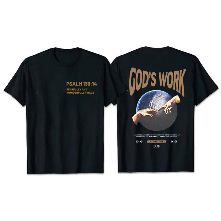 Atelier d'art chrétien. L'œuvre de Dieu. Psaume 139:14. T-shirt unisexe en coton. - Noir - 2XL - image 0