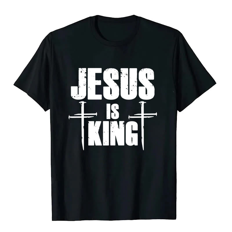 T-shirt chrétien Christianartworkshop « Jésus est roi » avec croix à 3 clous - Noir - 2XL - image 5