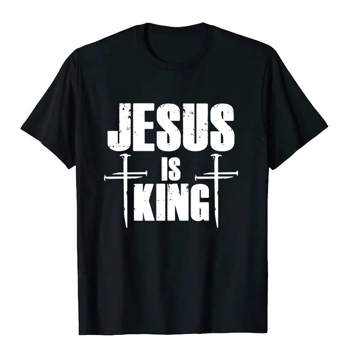 T-shirt chrétien Christianartworkshop « Jésus est roi » avec croix à 3 clous - Noir - 2XL - image 5