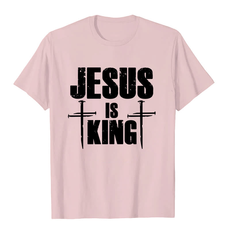 T-shirt chrétien Christianartworkshop « Jésus est roi » avec croix à 3 clous - Rose - 2XL - image 6