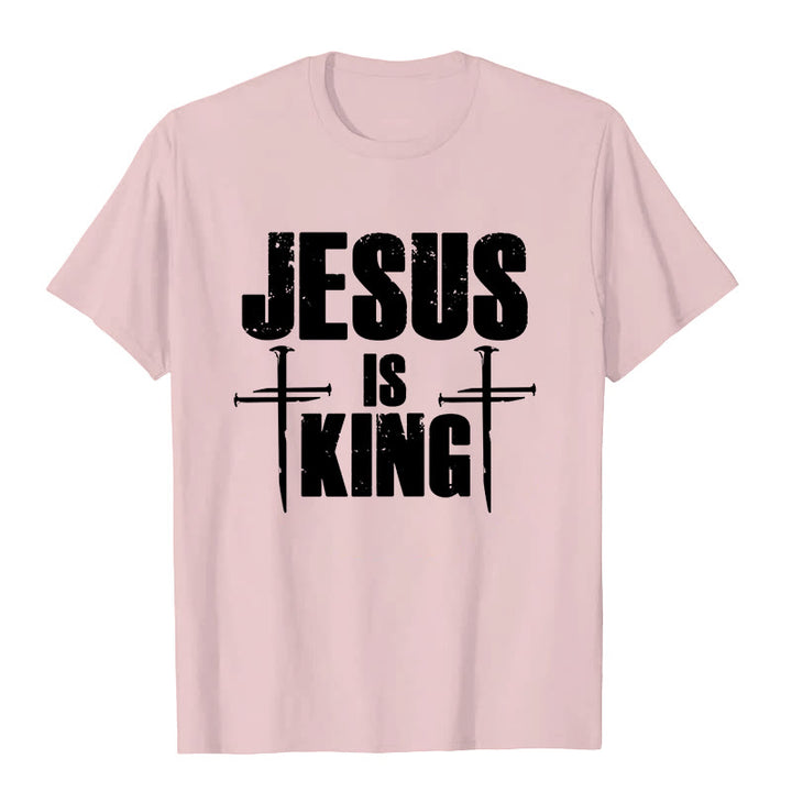 T-shirt chrétien Christianartworkshop « Jésus est roi » avec croix à 3 clous - Rose - 2XL - image 6