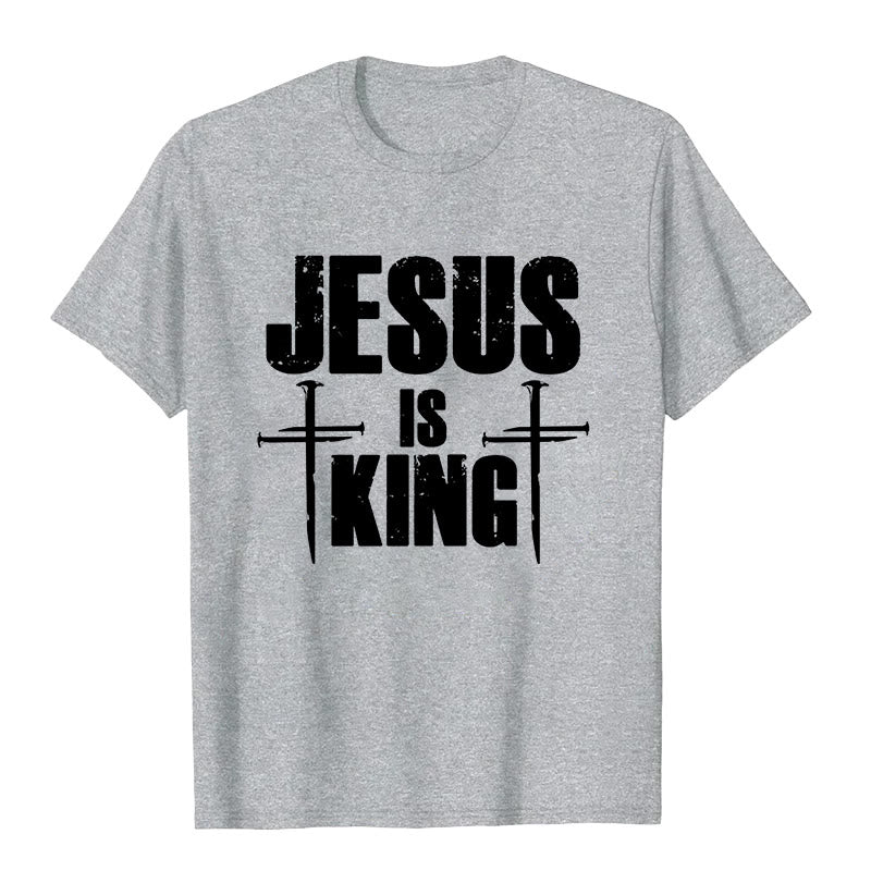 T-shirt chrétien Christianartworkshop « Jésus est roi » avec croix à 3 clous - Gris - 2XL - image 8