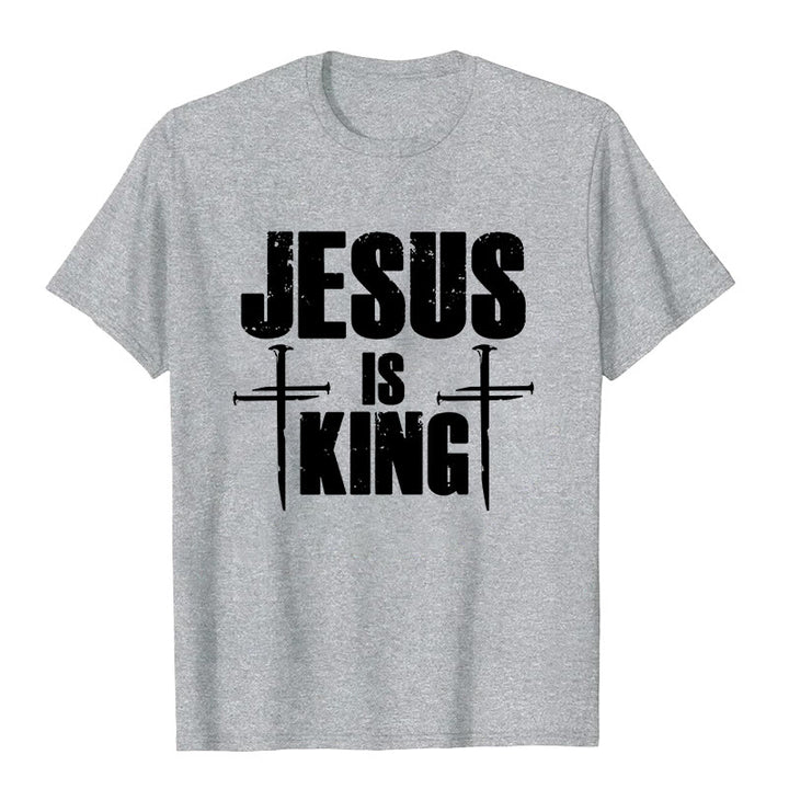 T-shirt chrétien Christianartworkshop « Jésus est roi » avec croix à 3 clous - Gris - 2XL - image 8