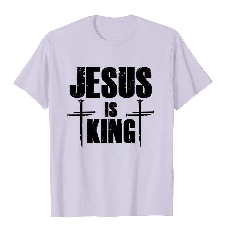 T-shirt chrétien Christianartworkshop « Jésus est roi » avec croix à 3 clous - Violet - 2XL - image 4