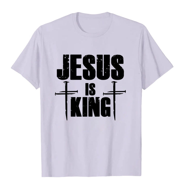 T-shirt chrétien Christianartworkshop « Jésus est roi » avec croix à 3 clous - Violet - 2XL - image 4