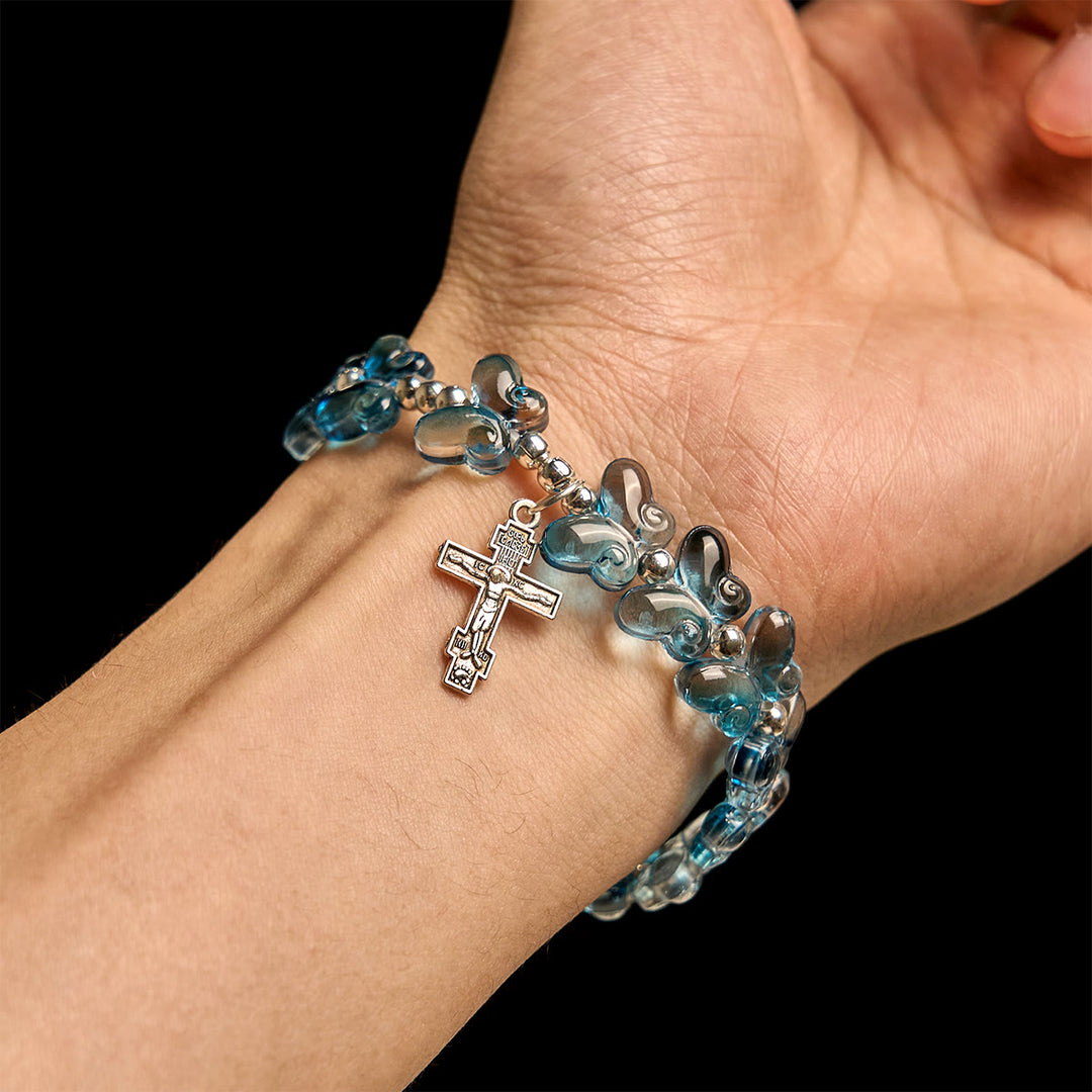Christianartworkshop Bracelet de prière papillon bleu scintillant Wings of Devotion - image 1