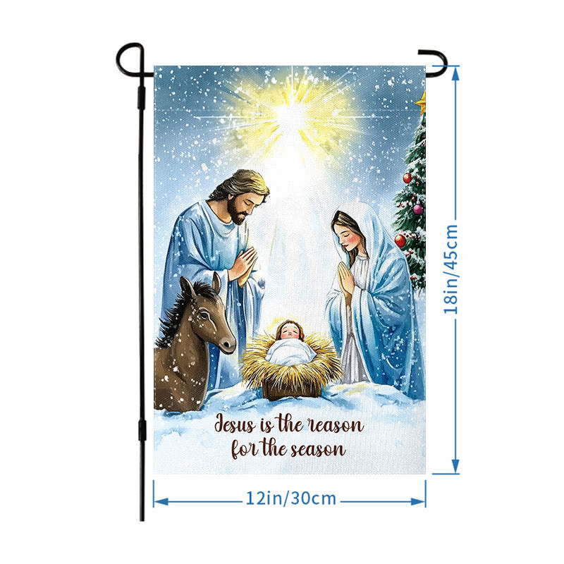 Christianartworkshop Drapeau de jardin rustique représentant la Nativité et la Sainte Famille : Célébrez le miracle du Christ - image 6