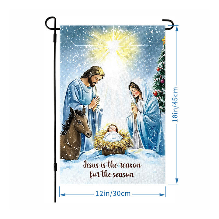 Christianartworkshop Drapeau de jardin rustique représentant la Nativité et la Sainte Famille : Célébrez le miracle du Christ - image 6