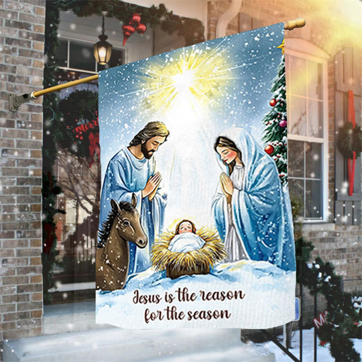 Christianartworkshop Drapeau de jardin rustique représentant la Nativité et la Sainte Famille : Célébrez le miracle du Christ - image 4