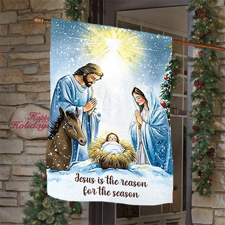 Christianartworkshop Drapeau de jardin rustique représentant la Nativité et la Sainte Famille : Célébrez le miracle du Christ - image 5