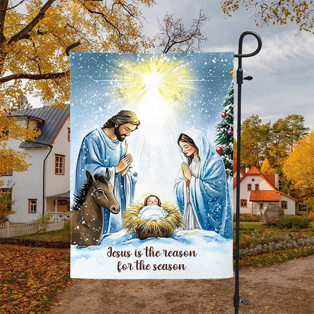 Christianartworkshop Drapeau de jardin rustique représentant la Nativité et la Sainte Famille : Célébrez le miracle du Christ - image 2