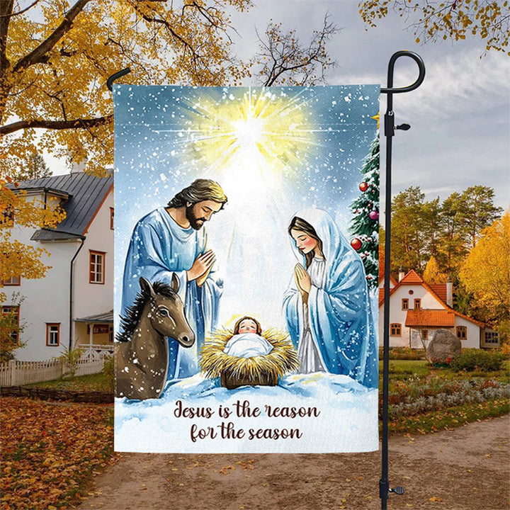 Christianartworkshop Drapeau de jardin rustique représentant la Nativité et la Sainte Famille : Célébrez le miracle du Christ - image 2