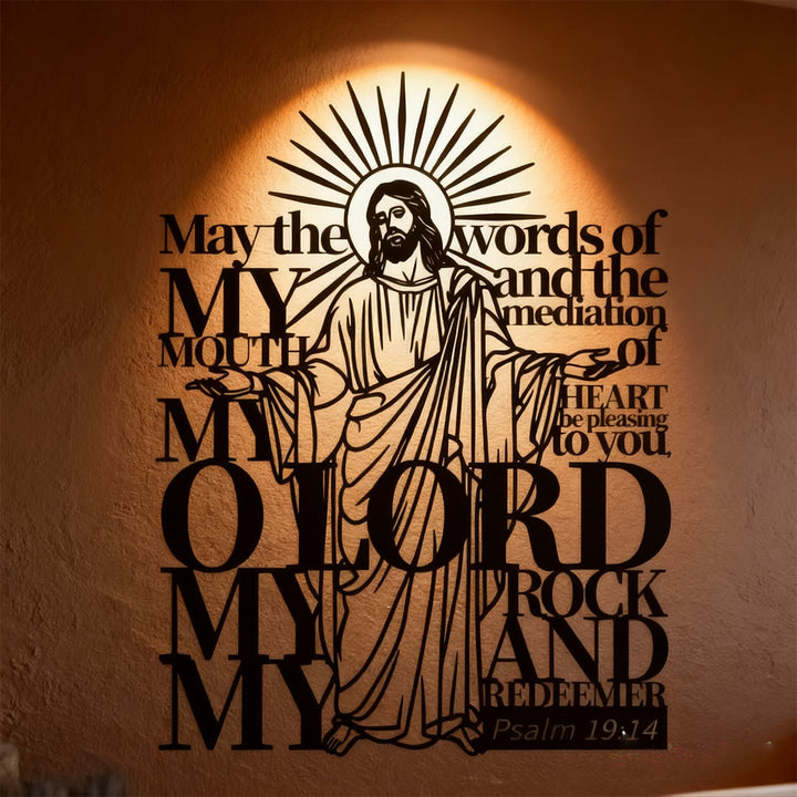 Christianartworkshop Décoration murale en métal représentant Jésus (Psaume 19:14) pour un intérieur religieux - Noir - 11,97"*15,74"/30,4*40 cm - image 0