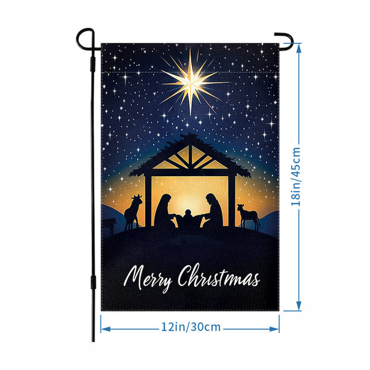 Christianartworkshop Drapeau de jardin de Noël avec l'étoile de Bethléem et la Sainte Famille : Décoration de Noël - image 2
