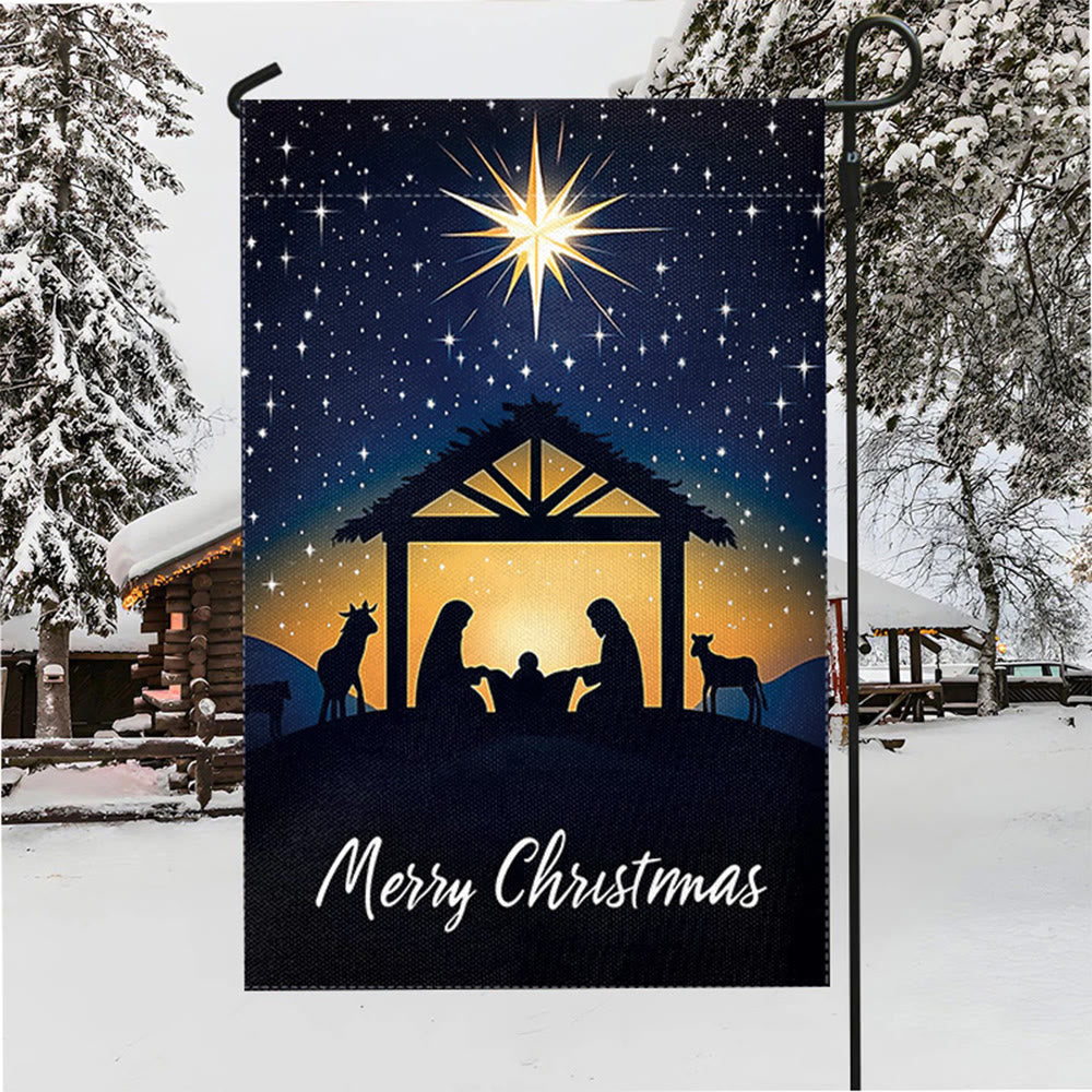 Christianartworkshop Drapeau de jardin de Noël avec l'étoile de Bethléem et la Sainte Famille : Décoration de Noël - image 5