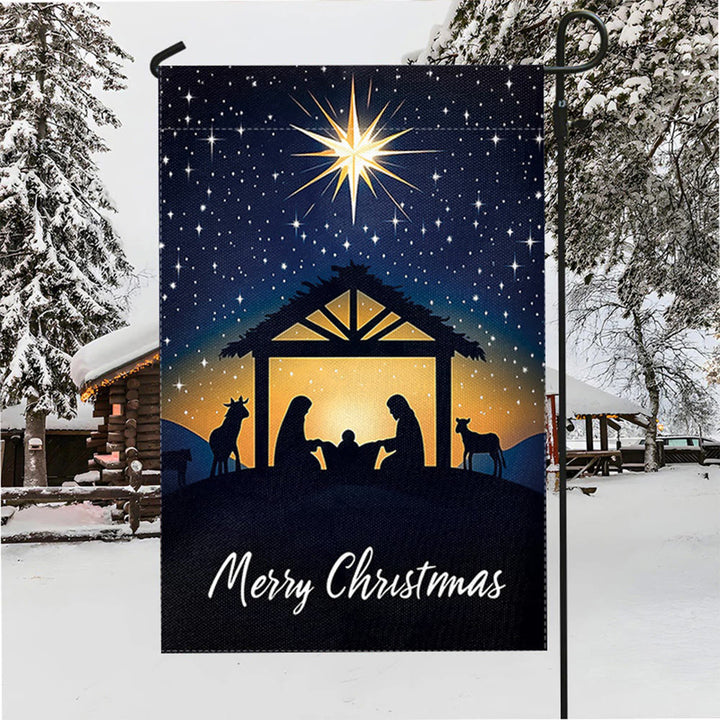 Christianartworkshop Drapeau de jardin de Noël avec l'étoile de Bethléem et la Sainte Famille : Décoration de Noël - image 5