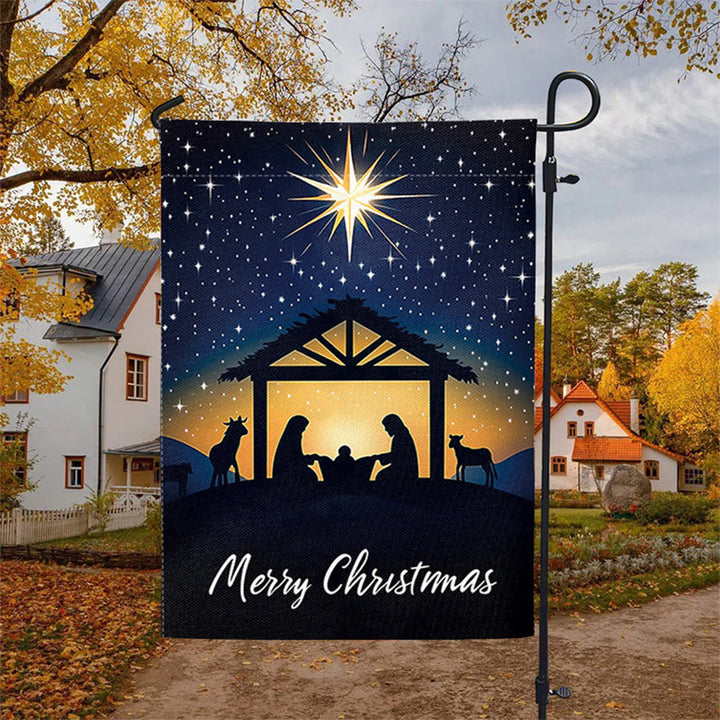 Christianartworkshop Drapeau de jardin de Noël avec l'étoile de Bethléem et la Sainte Famille : Décoration de Noël - image 6