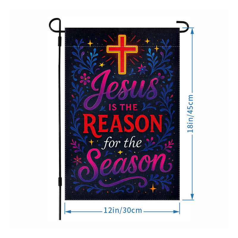 Christianartworkshop Drapeau de jardin en croix avec inscription vibrante « Jésus est la raison » - image 5