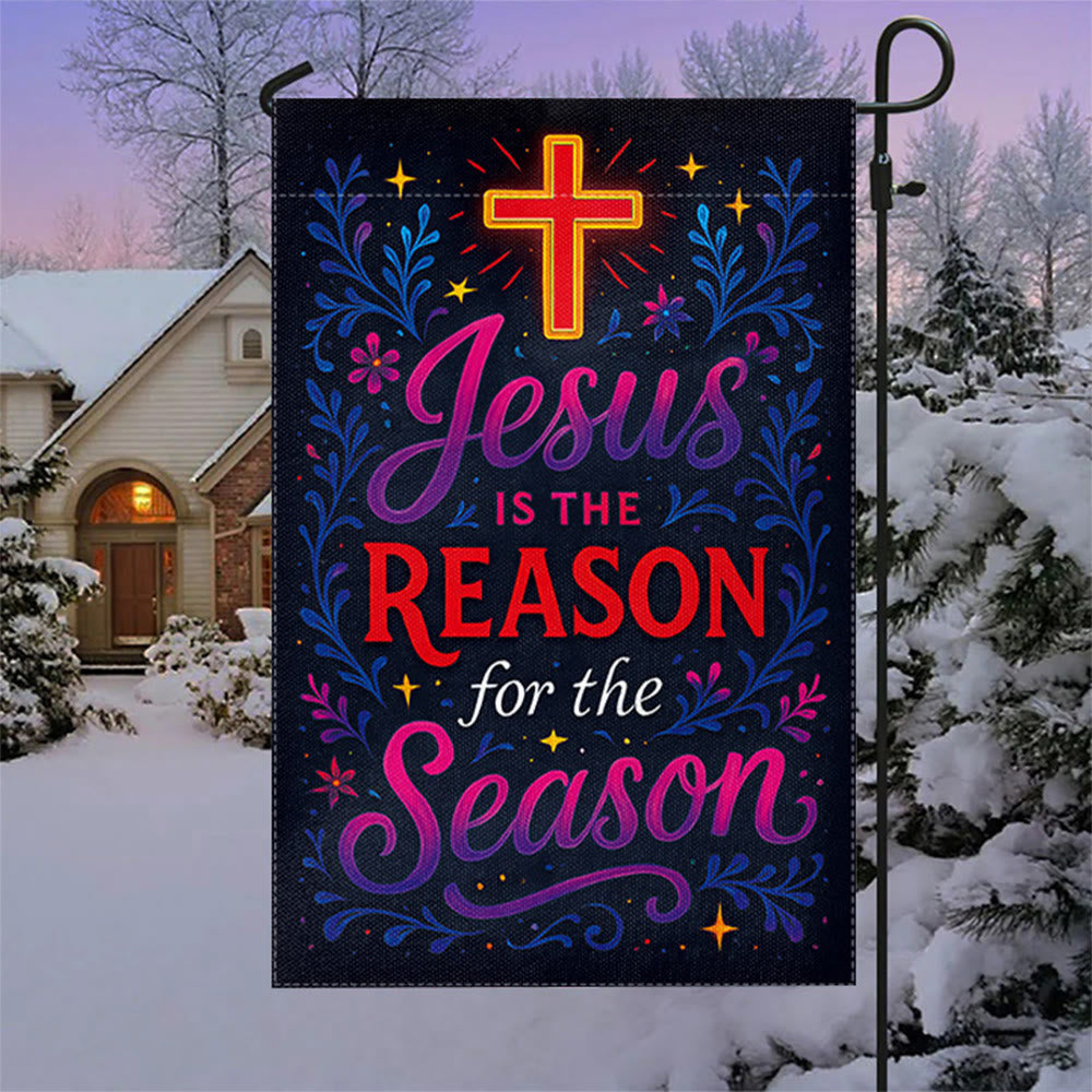 Christianartworkshop Drapeau de jardin en croix avec inscription vibrante « Jésus est la raison » - image 2