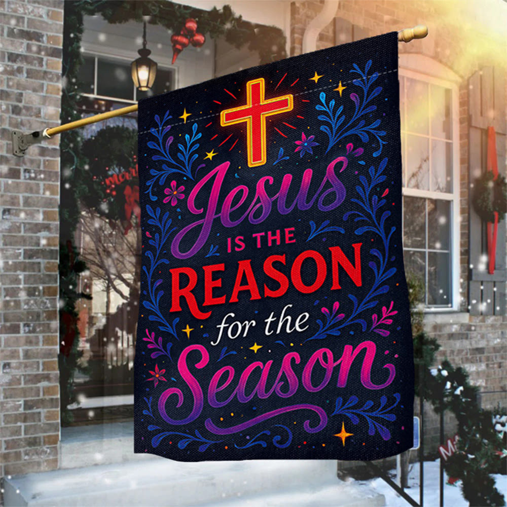 Christianartworkshop Drapeau de jardin en croix avec inscription vibrante « Jésus est la raison » - image 1
