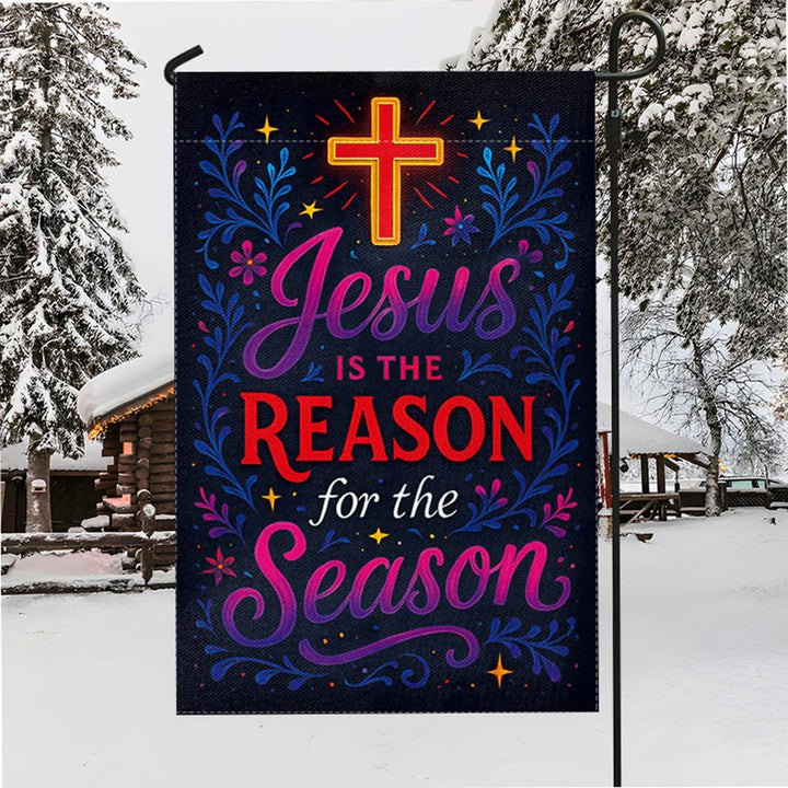 Christianartworkshop Drapeau de jardin en croix avec inscription vibrante « Jésus est la raison » - image 3