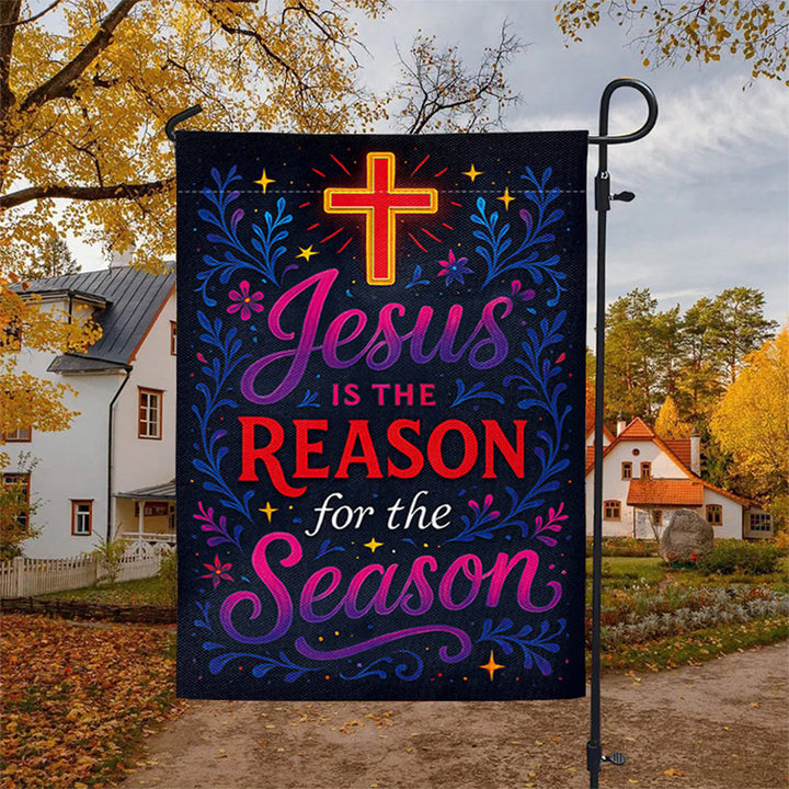 Christianartworkshop Drapeau de jardin en croix avec inscription vibrante « Jésus est la raison » - image 4