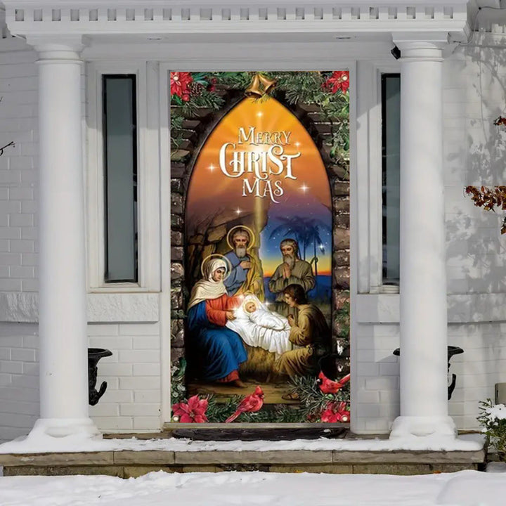 Christianartworkshop Rideau de porte illuminé style Sainte Famille : Décoration de Noël de la Nativité - image 2